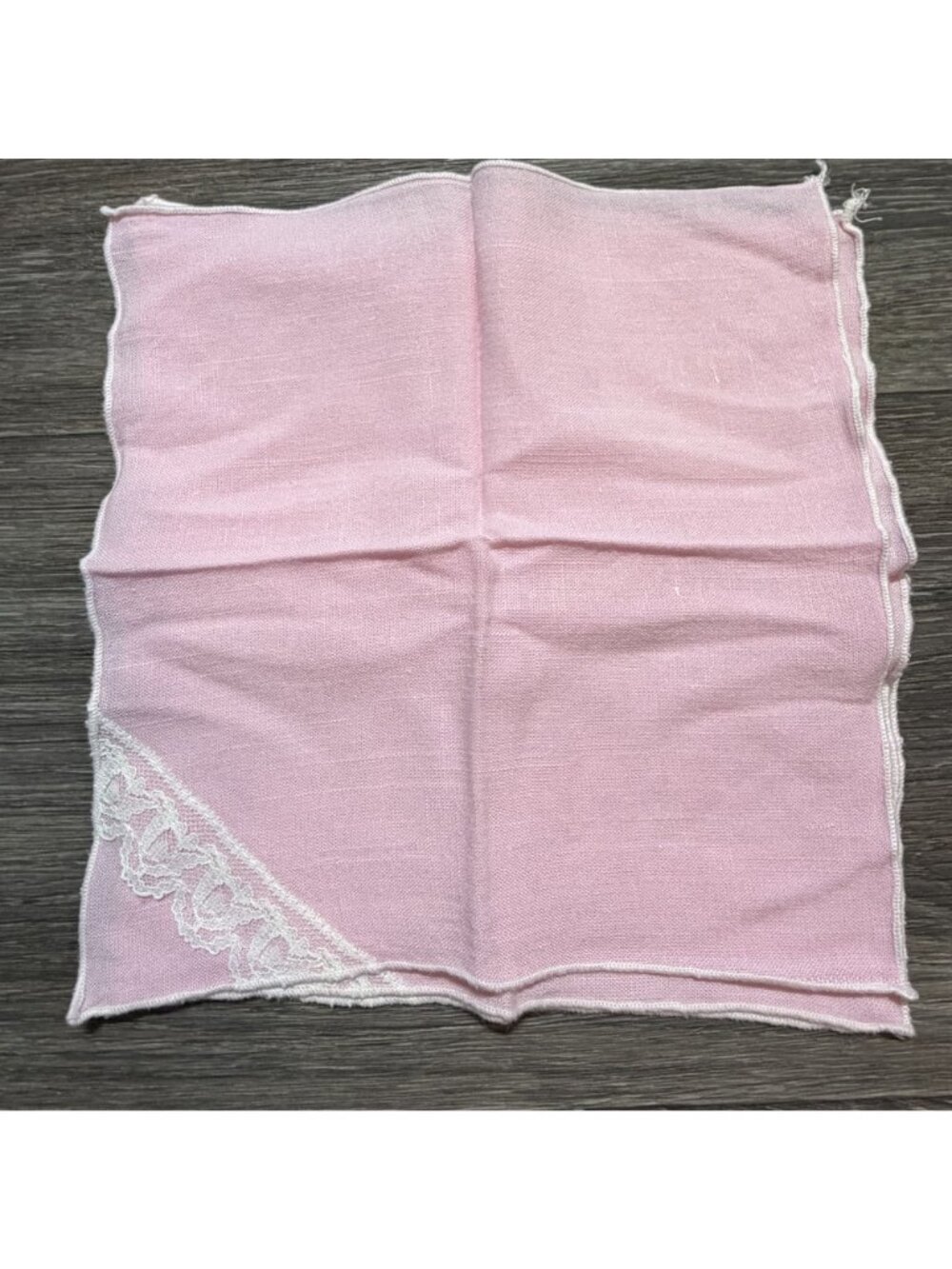Set 4 Pink Linen Napkins With White Lace Trim Elegant Tea Party Cottagecore - Picture 12 of 13